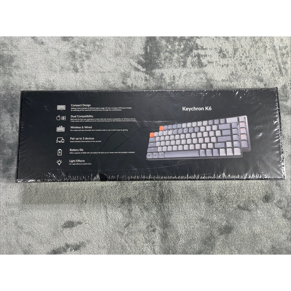 Keychron K6 Mechanical Keyboard Wireless Compact 3 Devices 15+ Lights NEW Sealed